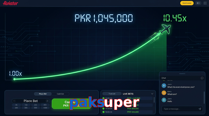 Main screen of Paksuper aviator page for PK players